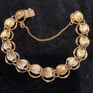 HEART ❤️ RHYTHM link bracelet vintage 12k G F gold filled antique